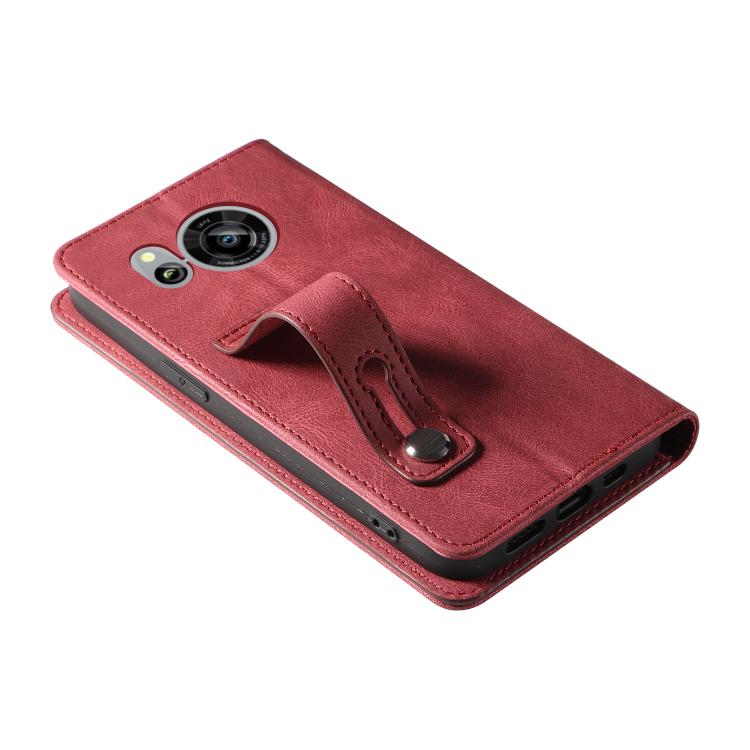 For Sharp Sense7 Wristband Magnetic Leather Phone Case