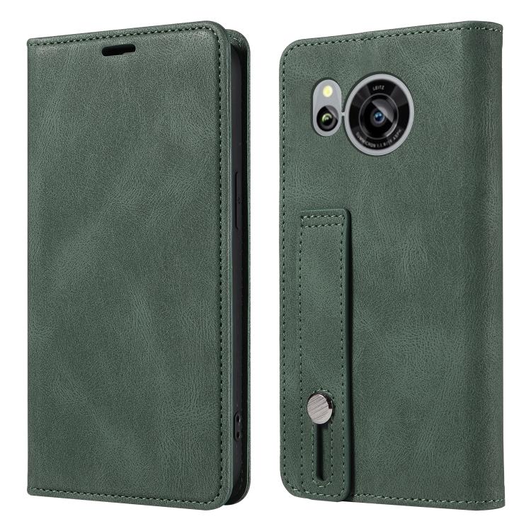 For Sharp Sense7 Wristband Magnetic Leather Phone Case
