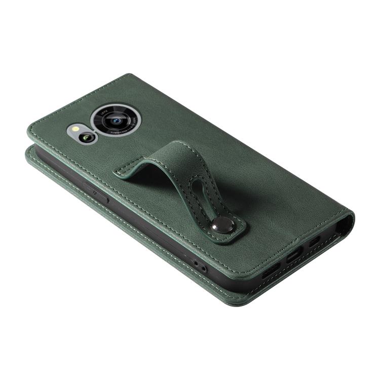 For Sharp Sense7 Wristband Magnetic Leather Phone Case