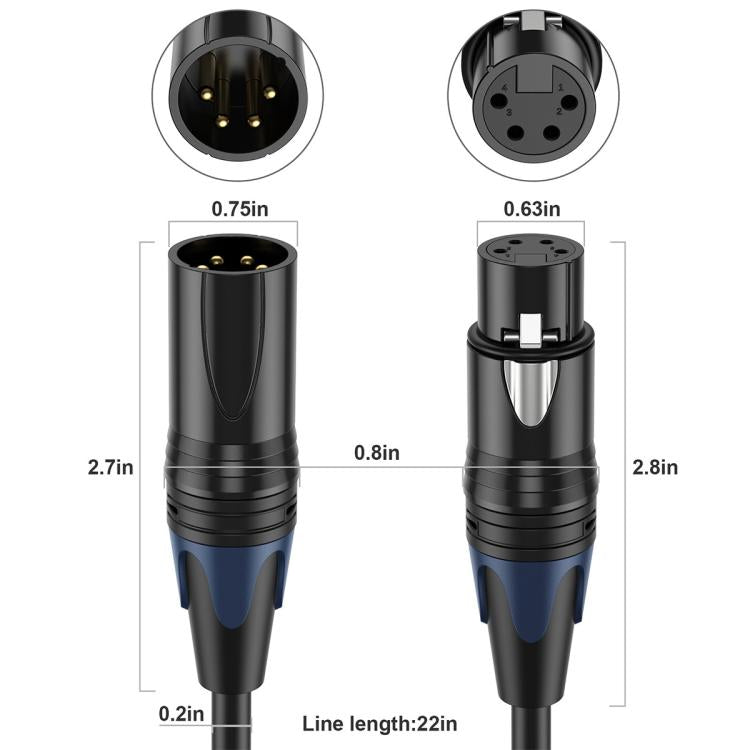 JUNSUNMAY 4 Pin XLR Male to Female Headphone Audio Adapter Cable, Length:5m