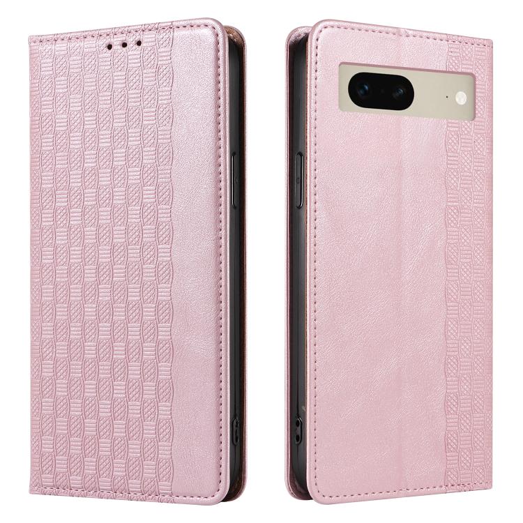 For Google Pixel 7 Braided Embossed Strong Magnetic Leather Phone Case