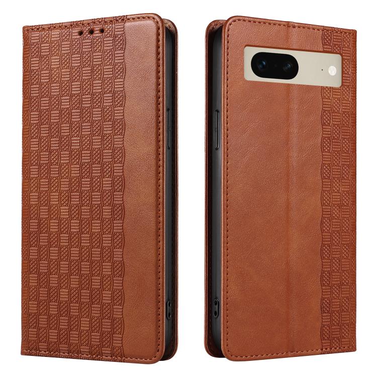 For Google Pixel 7 Braided Embossed Strong Magnetic Leather Phone Case