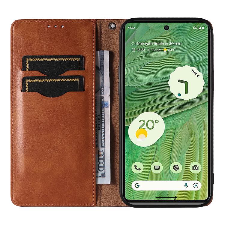 For Google Pixel 7 Braided Embossed Strong Magnetic Leather Phone Case