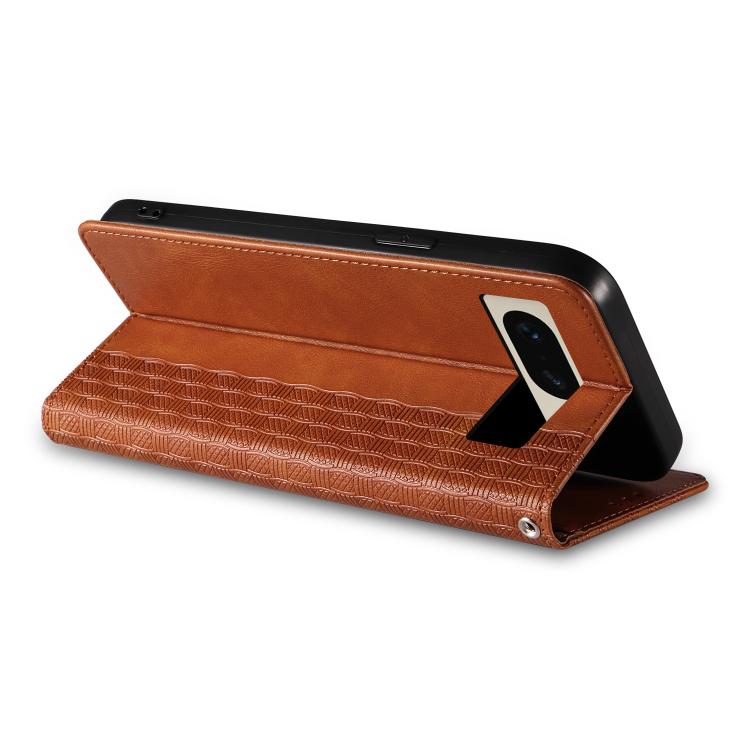 For Google Pixel 7 Braided Embossed Strong Magnetic Leather Phone Case