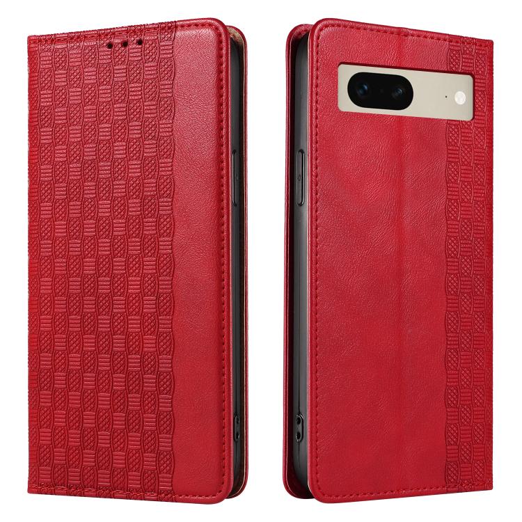 For Google Pixel 7 Braided Embossed Strong Magnetic Leather Phone Case