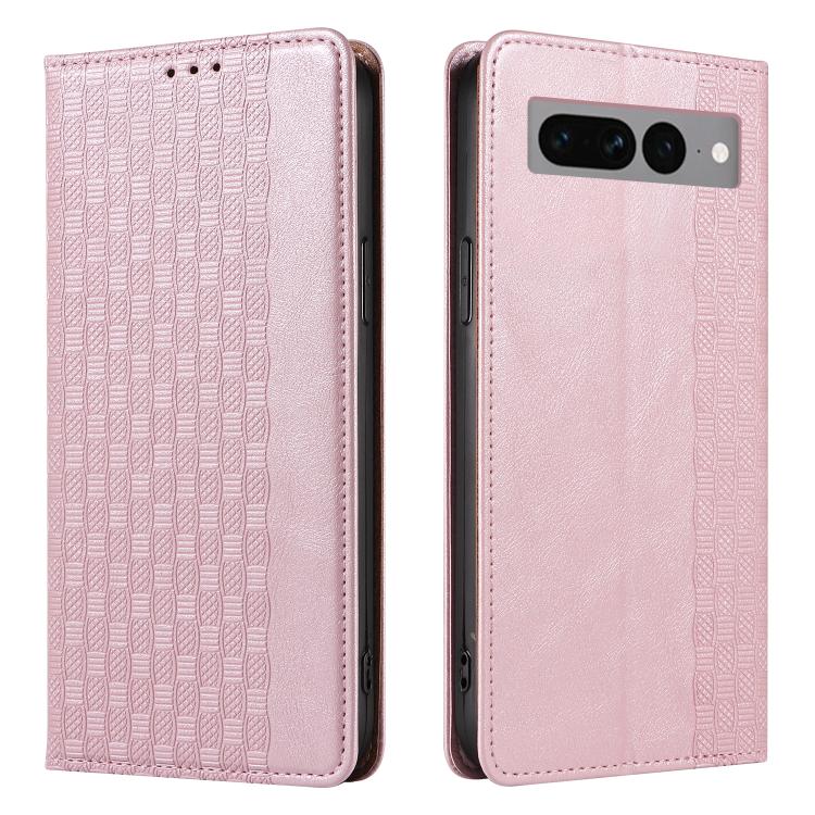 For Google Pixel 7 Pro Braided Embossed Strong Magnetic Leather Phone Case