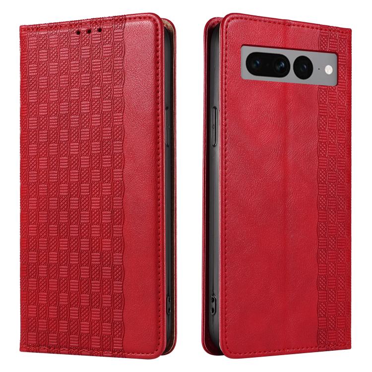 For Google Pixel 7 Pro Braided Embossed Strong Magnetic Leather Phone Case