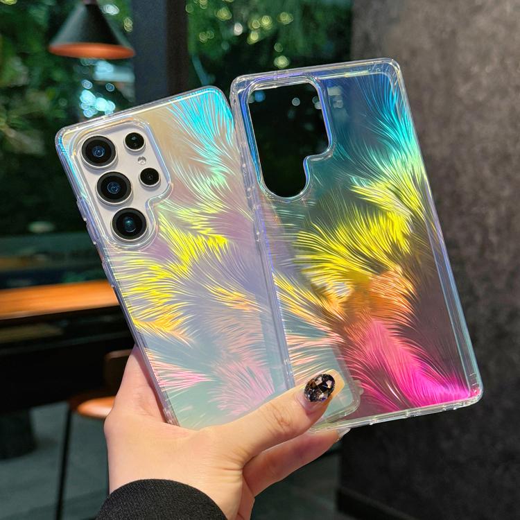 For Samsung Galaxy S25 Edge 5G Glossy Color-Plated Shockproof Phone Case - Colored Feather