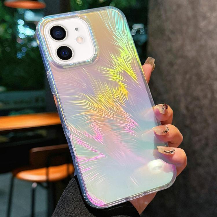 For iPhone 11 Glossy Color-Plated Shockproof Phone Case - Colored feathe