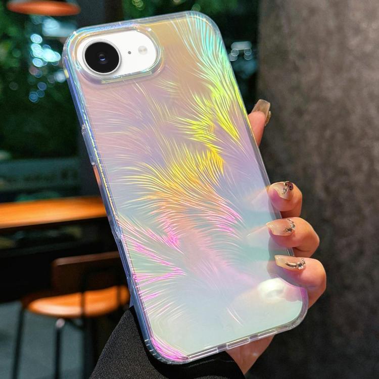 For iPhone 17e / 16e Glossy Color-Plated Shockproof Phone Case - Colored feathe