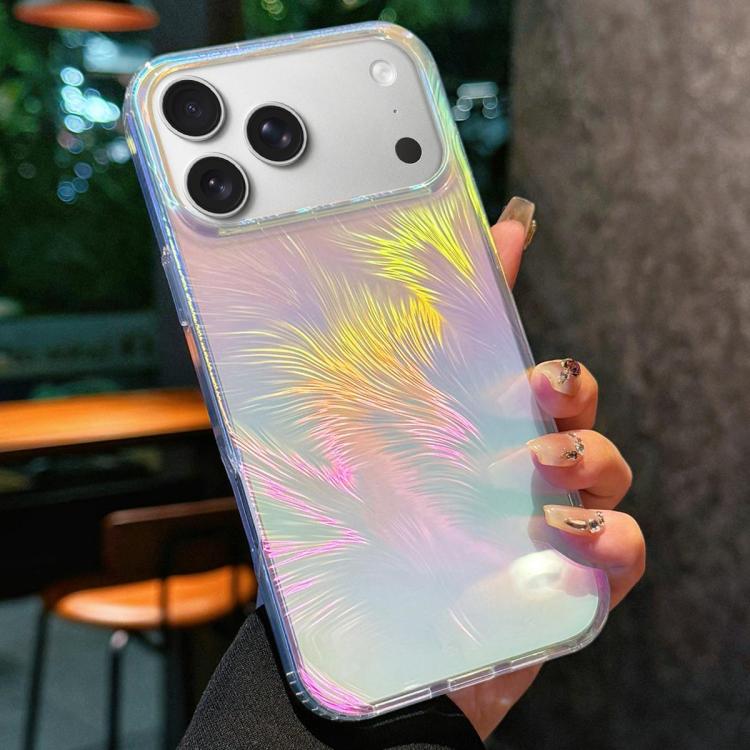 For iPhone 17 Pro Glossy Color-Plated Shockproof Phone Case - Colored feathe