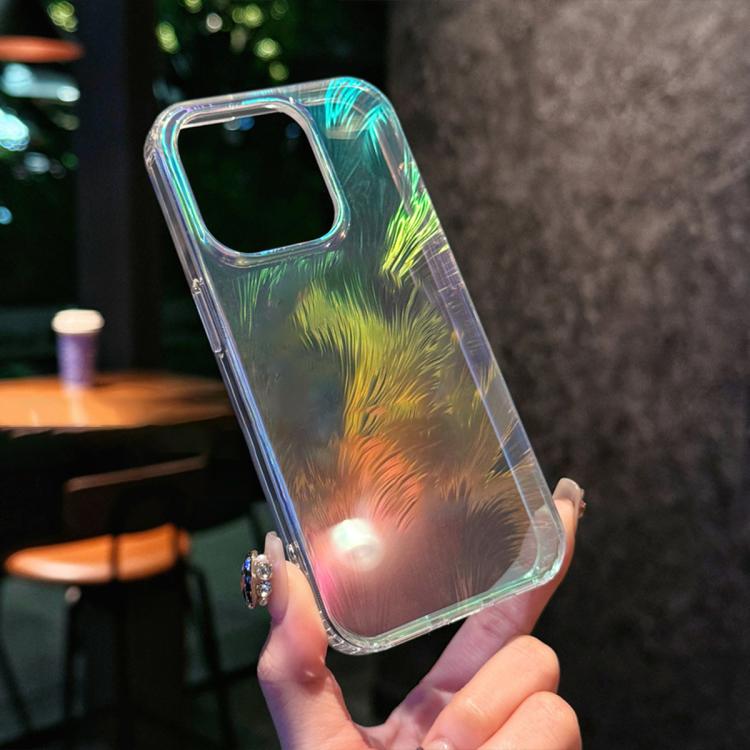 For iPhone 12 Pro Glossy Color-Plated Shockproof Phone Case - Colored feathe