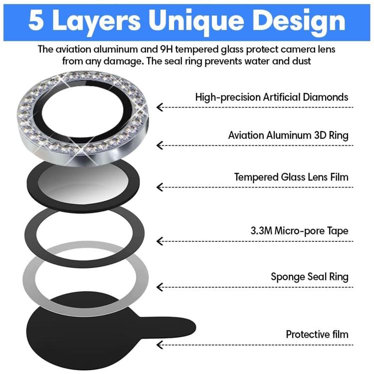 For Tecno Camon 40 Pro 4G Kalebol Individual Camera Lens Diamond Ring Protector