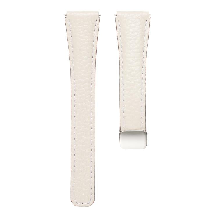 20mm Slim Litchi Texture Fold Magnetic Buckle Genuine Leather Watch Band