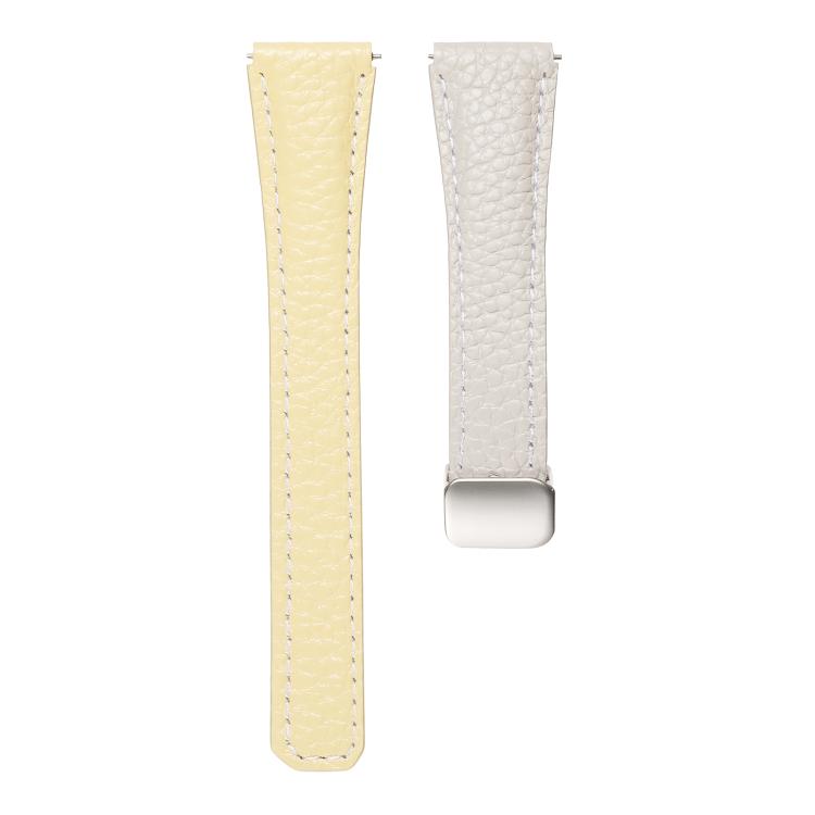 20mm Slim Litchi Texture Fold Magnetic Buckle Genuine Leather Watch Band