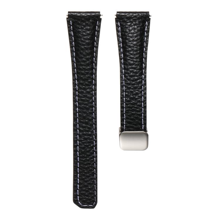 20mm Slim Litchi Texture Fold Magnetic Buckle Genuine Leather Watch Band