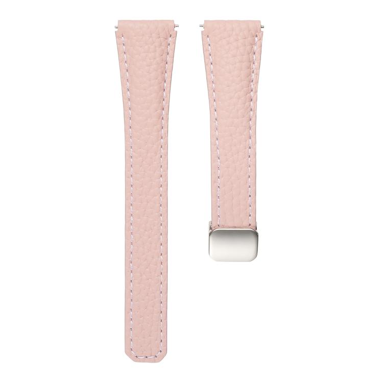 20mm Slim Litchi Texture Fold Magnetic Buckle Genuine Leather Watch Band