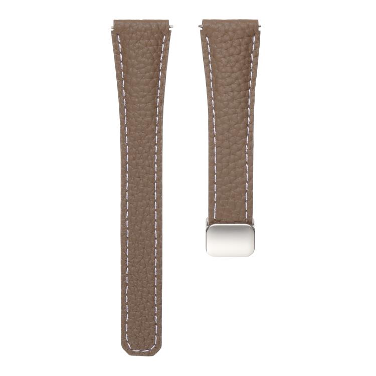 20mm Slim Litchi Texture Fold Magnetic Buckle Genuine Leather Watch Band