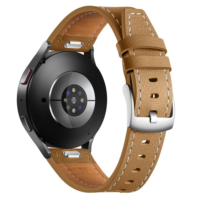 20mm Push Button Silver Steel Buckle Genuine Leather Watch Band