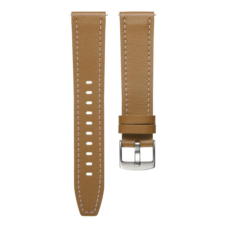20mm Push Button Silver Steel Buckle Genuine Leather Watch Band