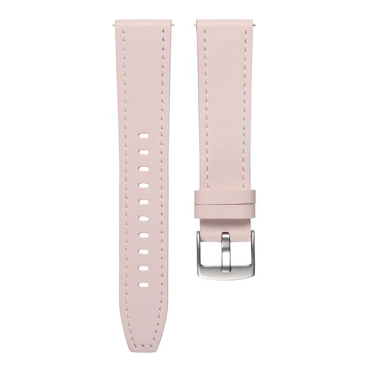 20mm Push Button Silver Steel Buckle Genuine Leather Watch Band
