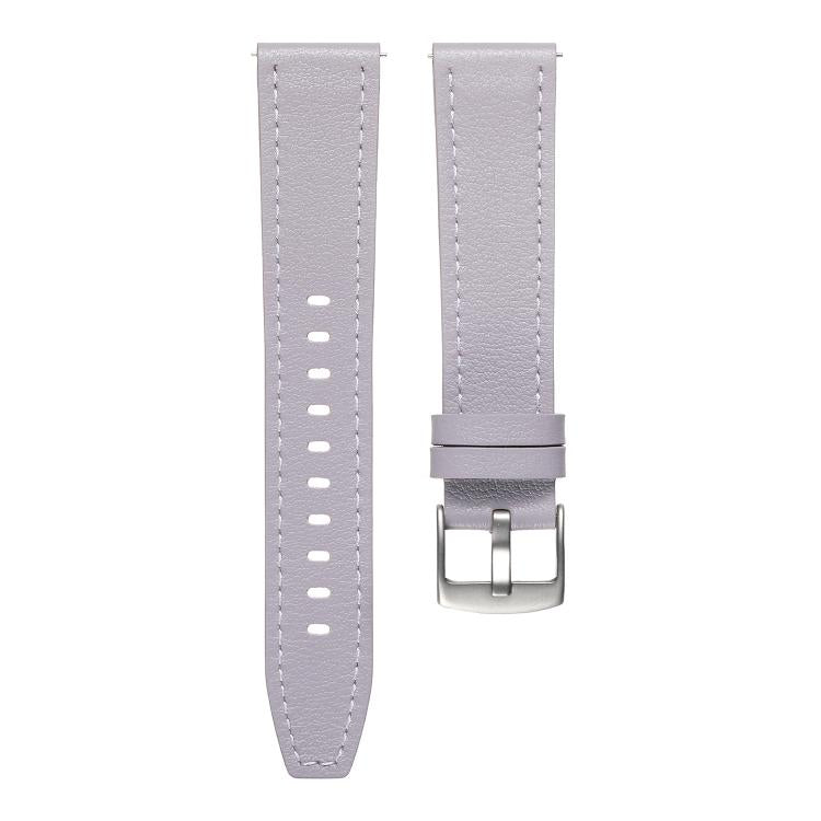 20mm Push Button Silver Steel Buckle Genuine Leather Watch Band