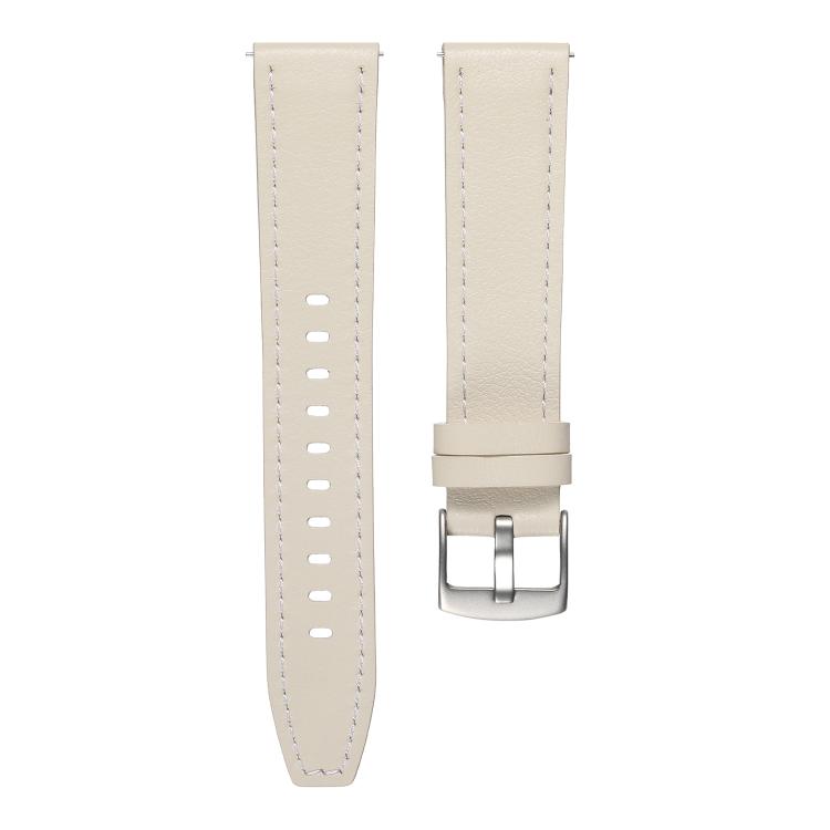 22mm Push Button Silver Steel Buckle Genuine Leather Watch Band