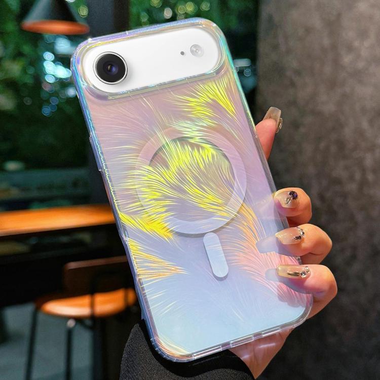 For iPhone Air Glossy Color-Plated MagSafe Shockproof Phone Case - Colored Feathers