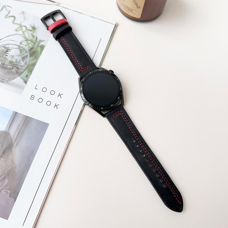 22mm Seven-Line Tri-Star Buckle Pull Up Leather Watch Band