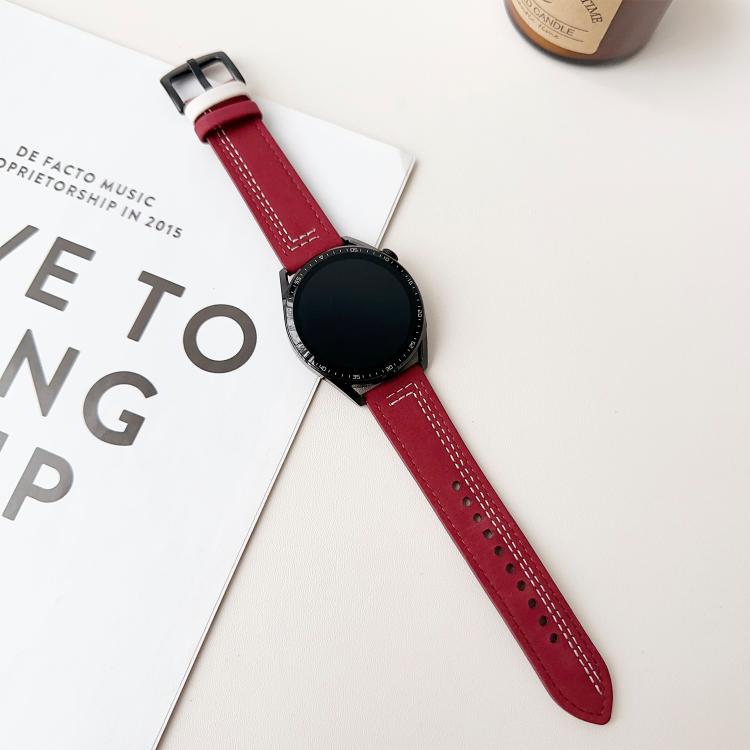 22mm Seven-Line Tri-Star Buckle Pull Up Leather Watch Band