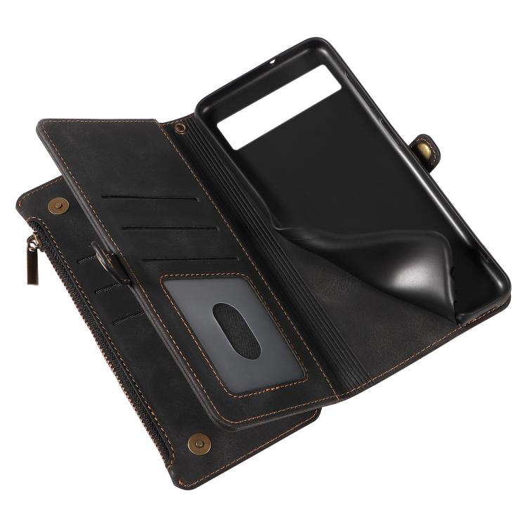 For Google Pixel 6a Fantasy Multifunctional Zipper Wallet Leather Phone Case