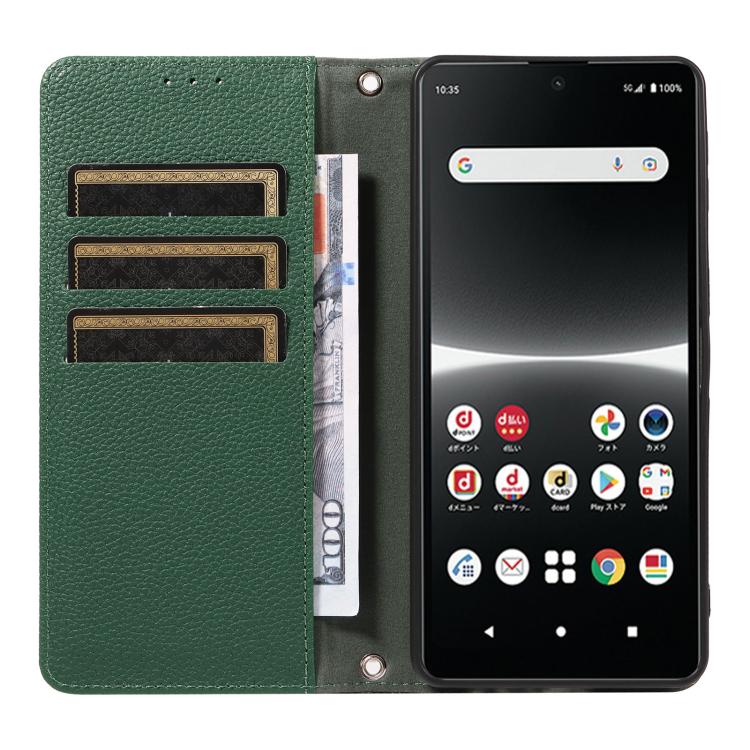 For Sony Xperia Ace III Litchi Texture Dual-Folded Magnetic Suction Vegan Leather Phone Case with Strap