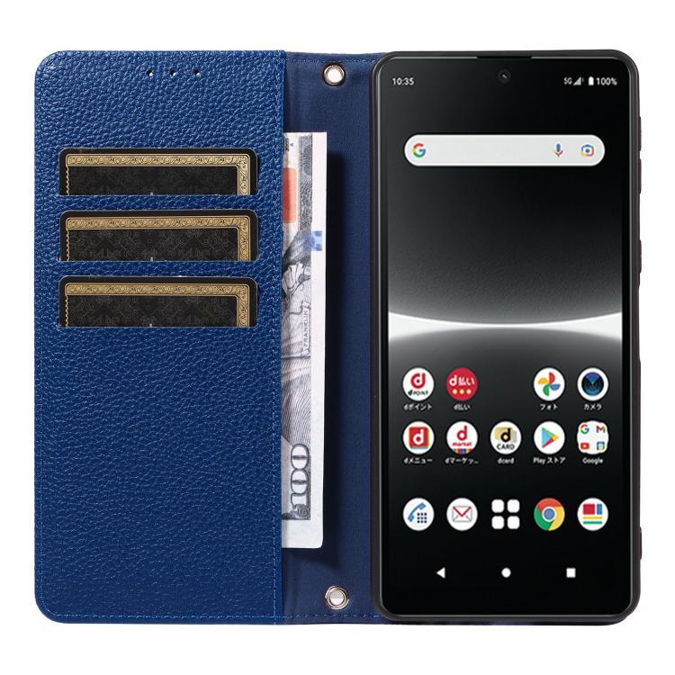 For Sony Xperia Ace III Litchi Texture Dual-Folded Magnetic Suction Vegan Leather Phone Case with Strap