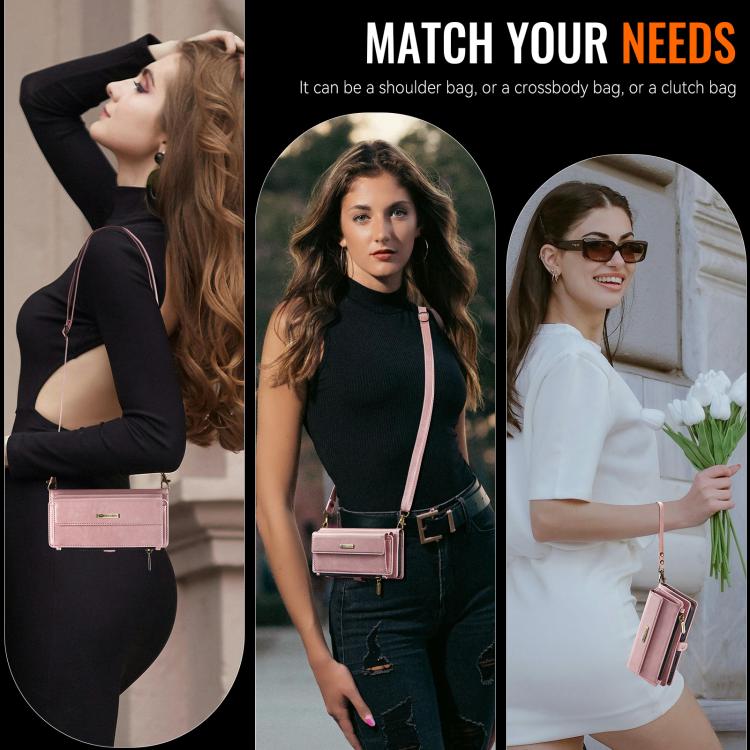 For iPhone 16 CaseMe C39 RFID Blocking Zipper Wallet Leather Phone Case with Crossbody Strap