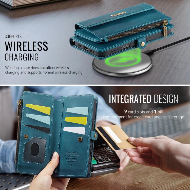 For iPhone 16 CaseMe C39 RFID Blocking Zipper Wallet Leather Phone Case with Crossbody Strap