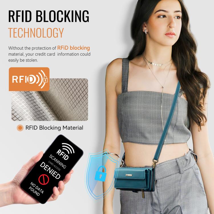 For iPhone 14 Pro CaseMe C39 RFID Blocking Zipper Wallet Leather Phone Case with Crossbody Strap
