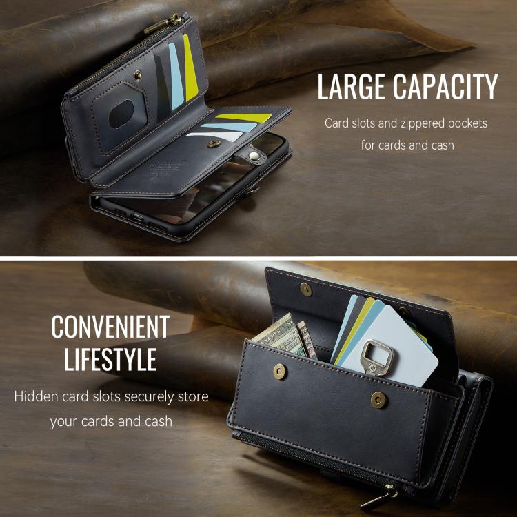 For iPhone 11 Pro Max CaseMe C39 RFID Blocking Zipper Wallet Leather Phone Case with Crossbody Strap