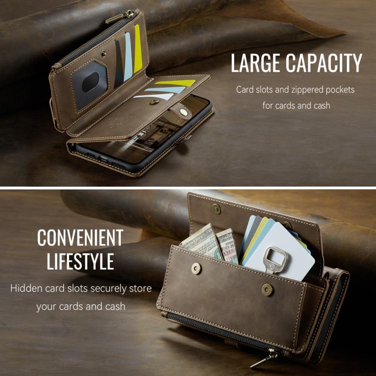 For iPhone 11 Pro Max CaseMe C39 RFID Blocking Zipper Wallet Leather Phone Case with Crossbody Strap
