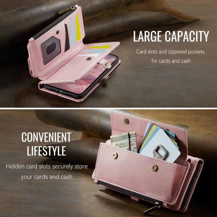 For iPhone 11 Pro Max CaseMe C39 RFID Blocking Zipper Wallet Leather Phone Case with Crossbody Strap