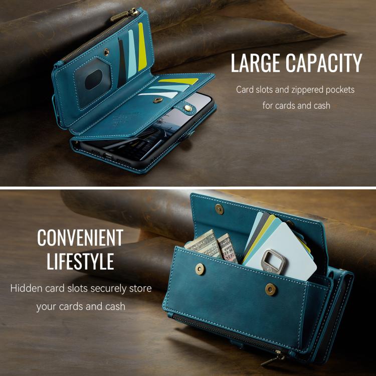 For iPhone 11 Pro Max CaseMe C39 RFID Blocking Zipper Wallet Leather Phone Case with Crossbody Strap