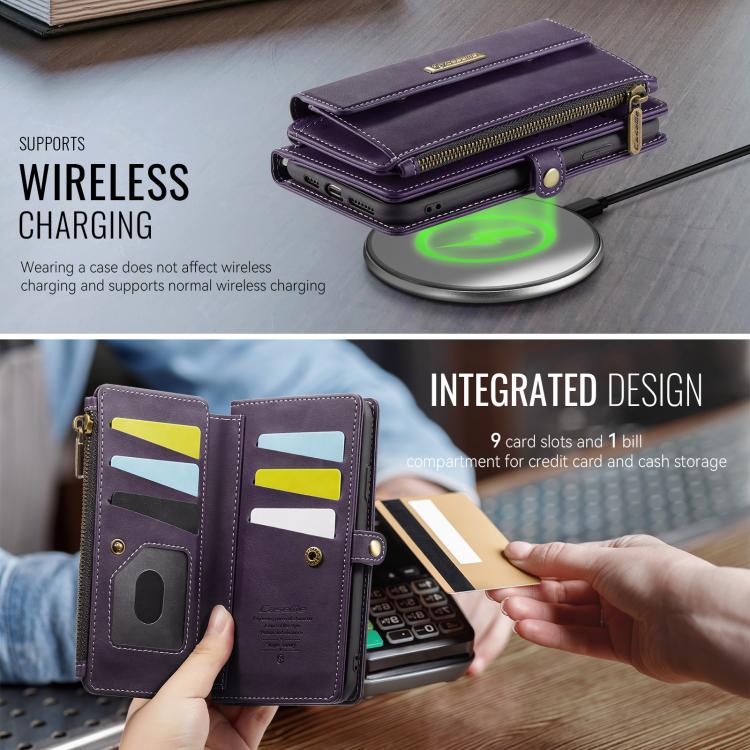 For iPhone 11 Pro Max CaseMe C39 RFID Blocking Zipper Wallet Leather Phone Case with Crossbody Strap