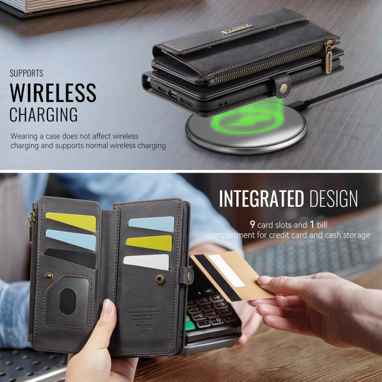 For iPhone 11 CaseMe C39 RFID Blocking Zipper Wallet Leather Phone Case with Crossbody Strap
