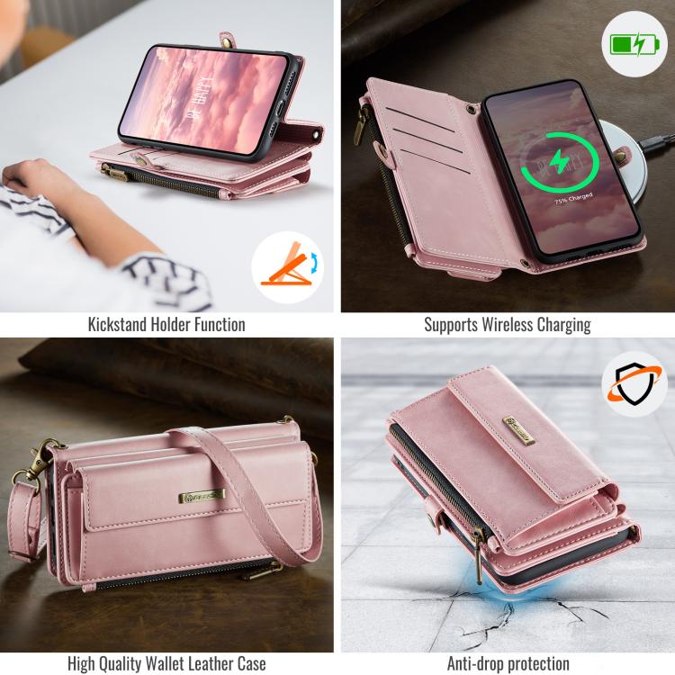 For iPhone 11 CaseMe C39 RFID Blocking Zipper Wallet Leather Phone Case with Crossbody Strap