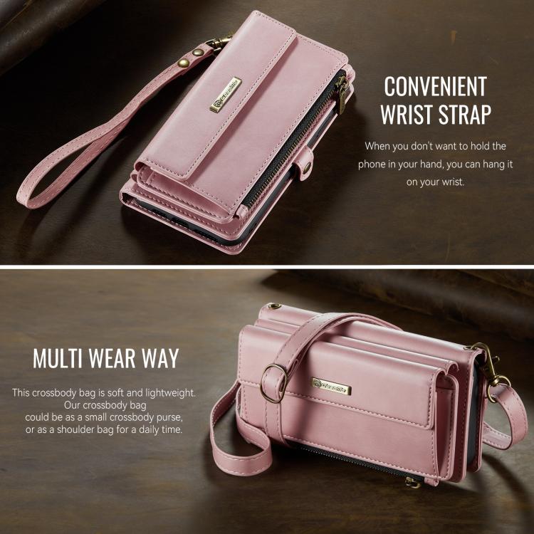 For iPhone 11 CaseMe C39 RFID Blocking Zipper Wallet Leather Phone Case with Crossbody Strap