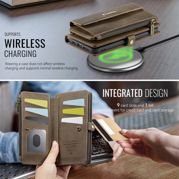 For iPhone 11 Pro CaseMe C39 RFID Blocking Zipper Wallet Leather Phone Case with Crossbody Strap
