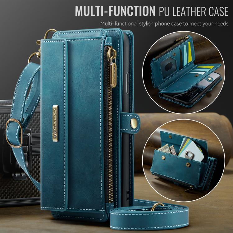 For iPhone 11 Pro CaseMe C39 RFID Blocking Zipper Wallet Leather Phone Case with Crossbody Strap