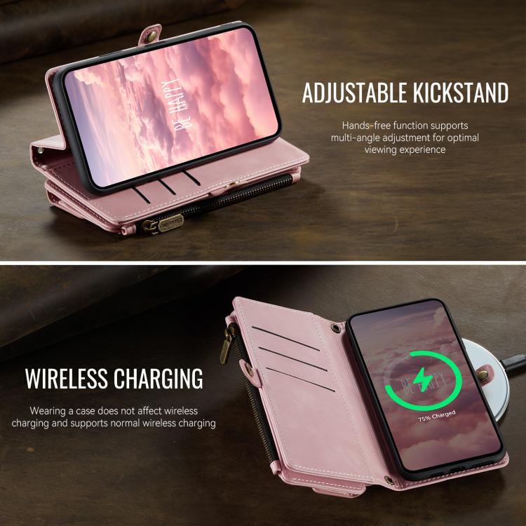 For iPhone XS Max CaseMe C39 RFID Blocking Zipper Wallet Leather Phone Case with Crossbody Strap