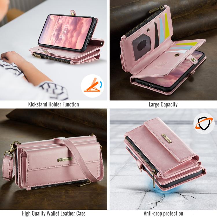 For iPhone 7 Plus / 8 Plus CaseMe C39 RFID Blocking Zipper Wallet Leather Phone Case with Crossbody Strap
