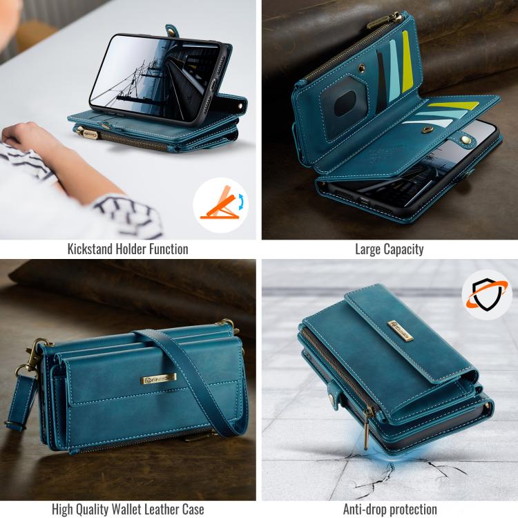 For iPhone 7 Plus / 8 Plus CaseMe C39 RFID Blocking Zipper Wallet Leather Phone Case with Crossbody Strap