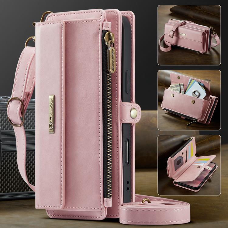 For iPhone 17 CaseMe C39 RFID Blocking Zipper Wallet Leather Phone Case with Crossbody Strap
